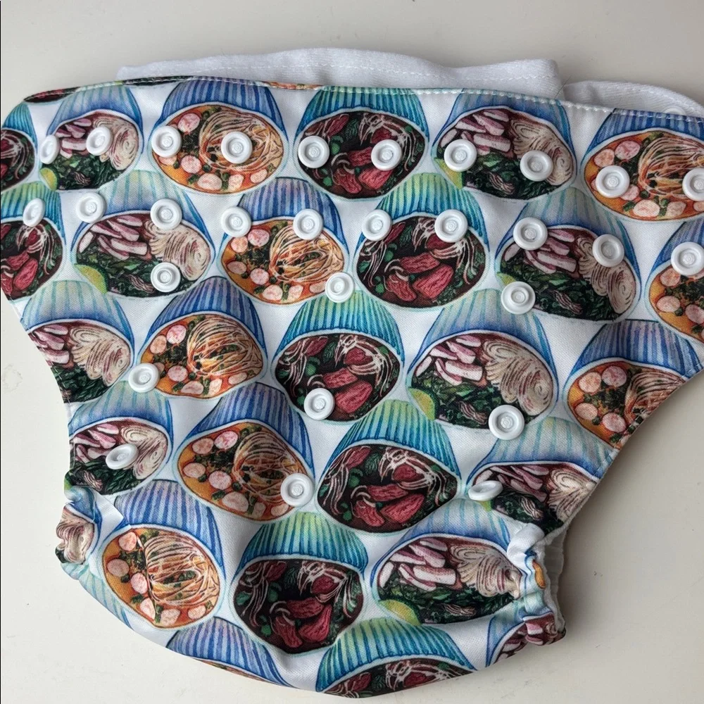 NEW Mama Koala Vibrant Noodle Print Cloth Diaper Cover with MK Insert
